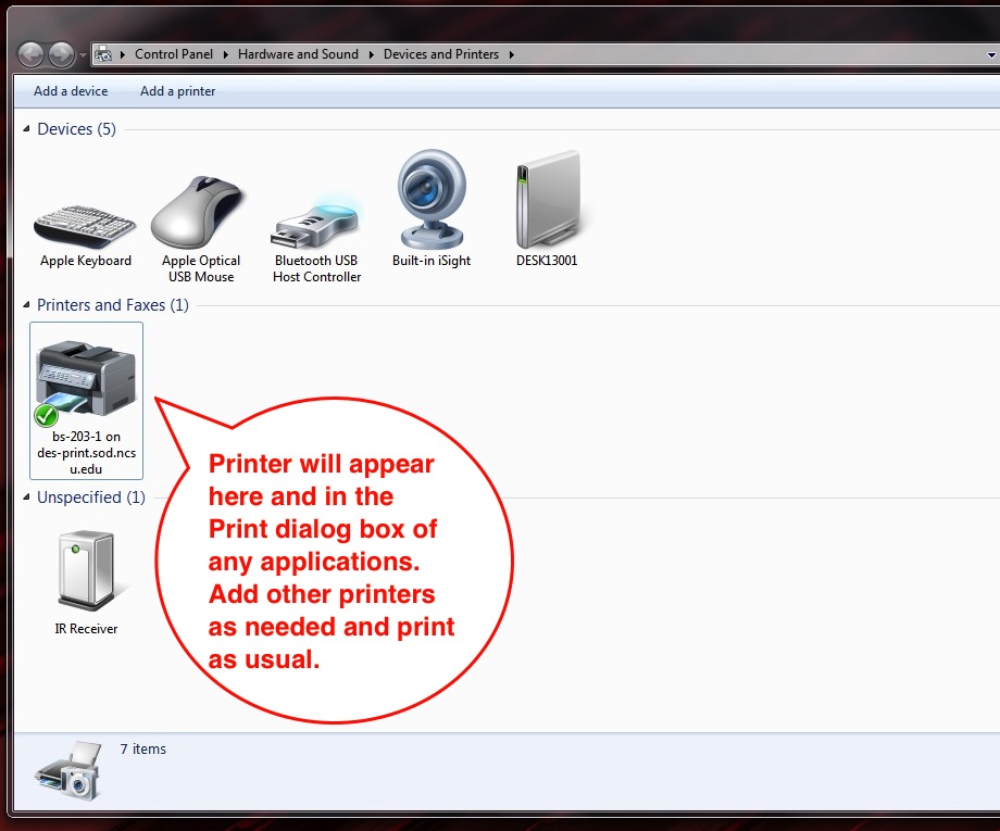 Show installed printers