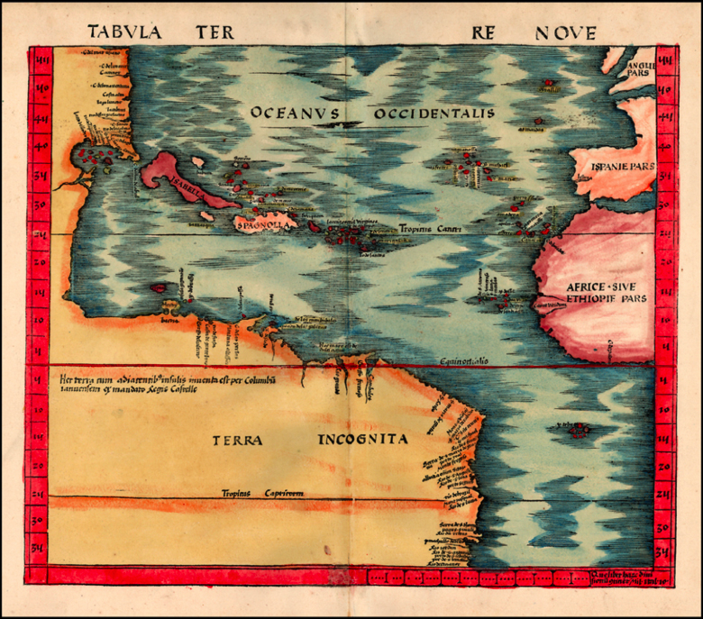 ‘Terra Nova’ (the Americas) by Martin Waldseemüller, 1513.