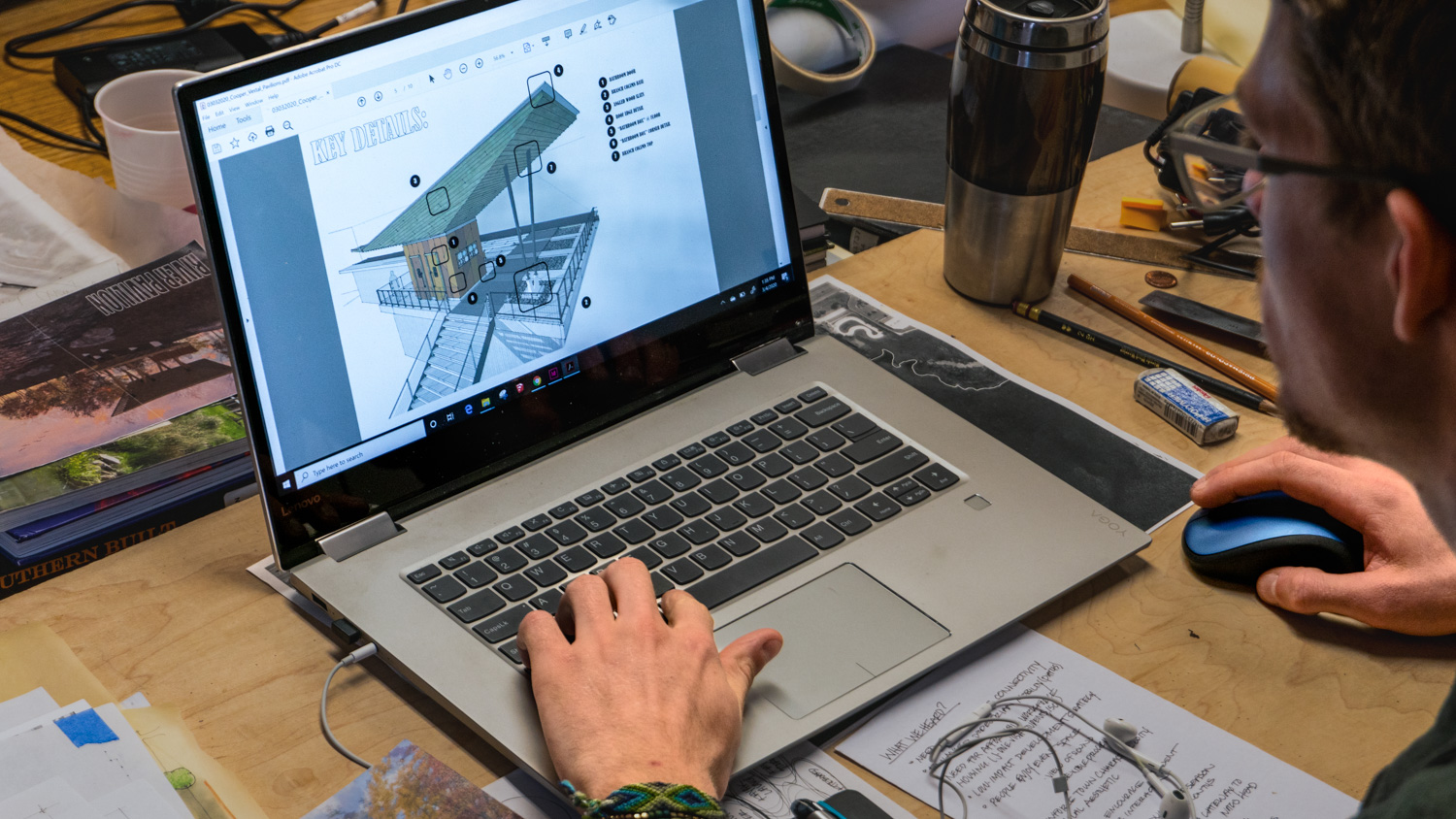 architecture student on the computer