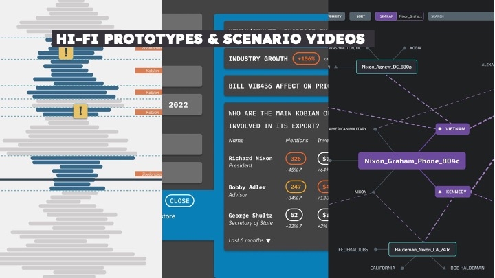 3 different Interface designs for scenario videos