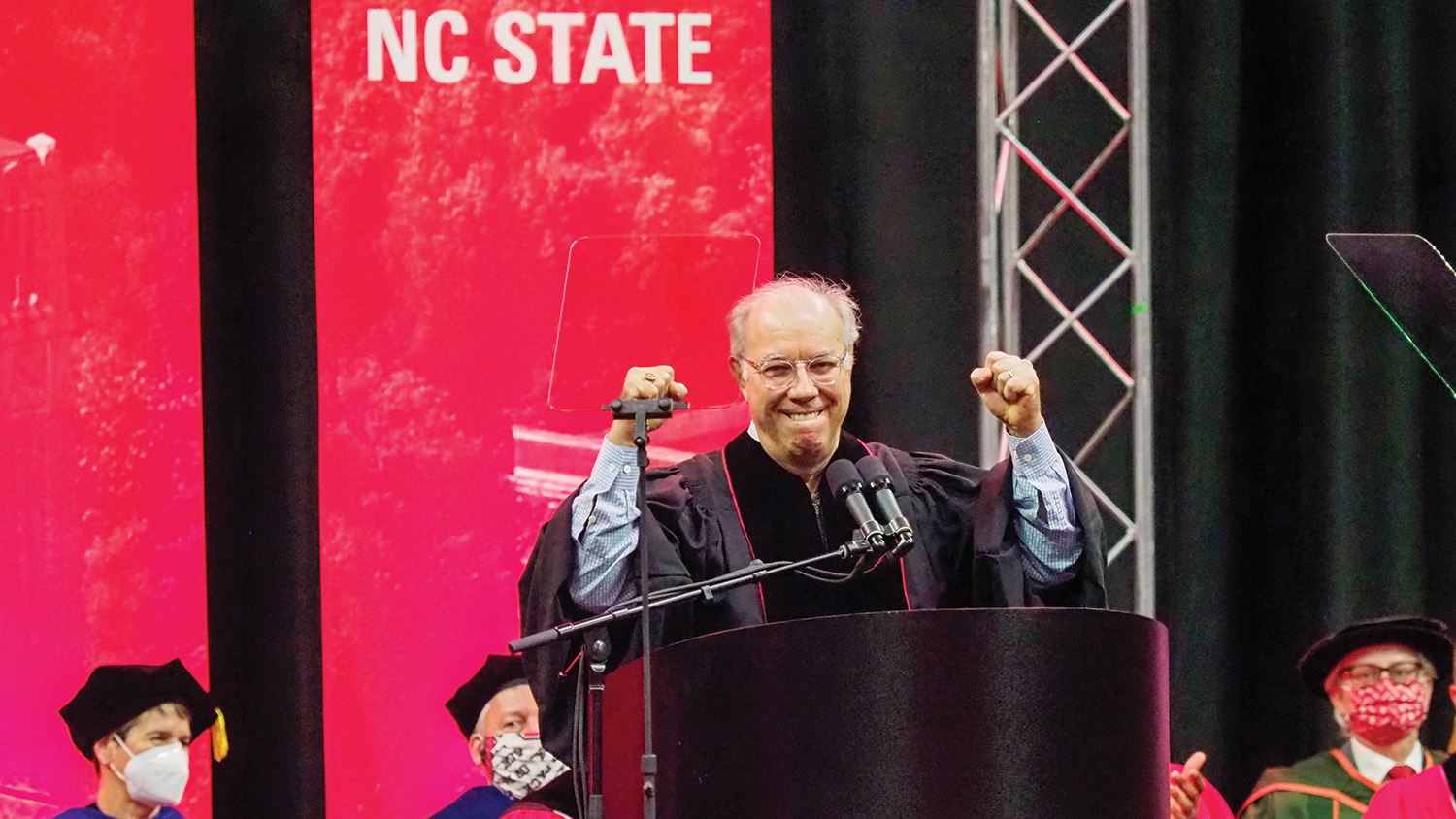Mark Templeton speaking at the Fall 2021 NC State Commencement Ceremony