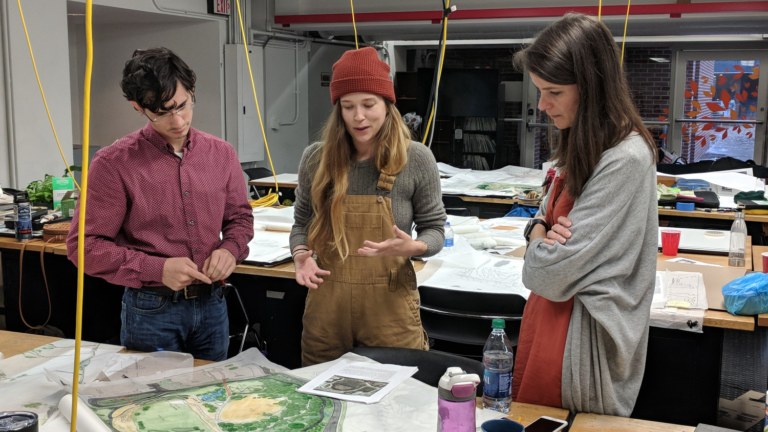 students in landscape architecture studio