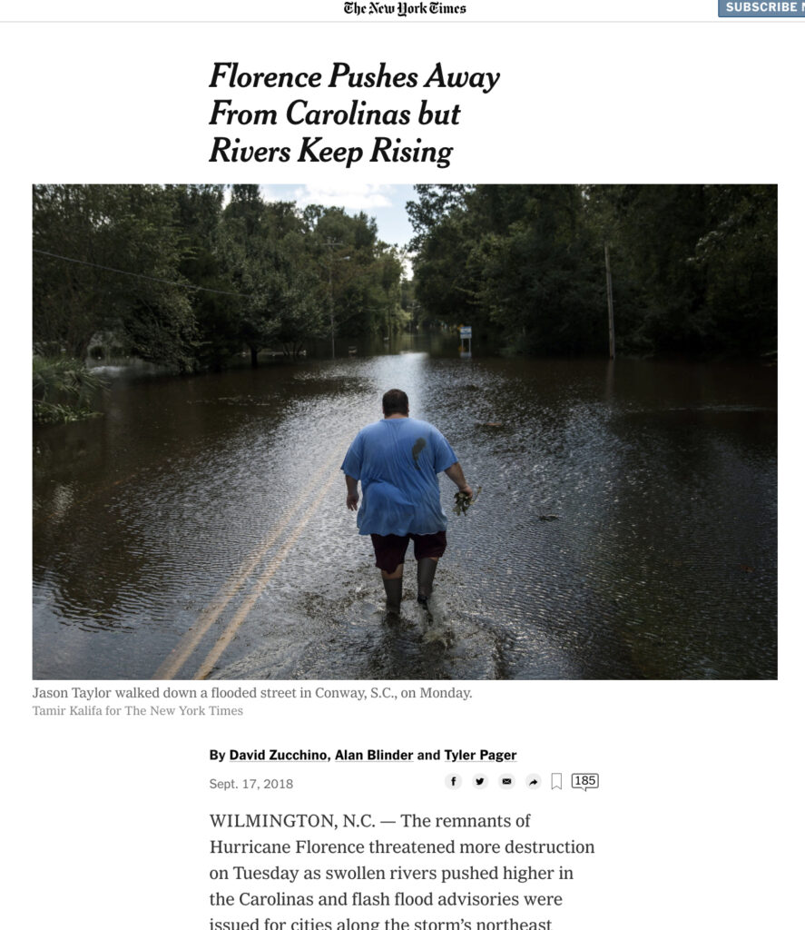 NY Times Online Article from September 17, 2018 Screen Shot of online article link in caption