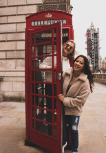phone booth in london with NCSU students