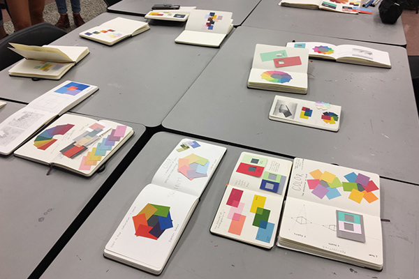 Sketchbook project review at NC State College of Design