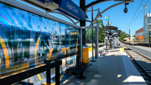 Sugar Creek Station designed by Public Artist Chandra Cox. 