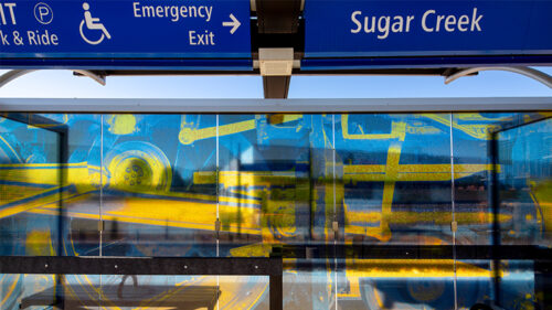 Sugar Creek Station designed by Public Artist Chandra Cox. 