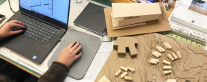 Architecture student working on a project