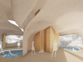 Burrow | Pool By Liz Braaksma and Kate Ehrenberg Course ID: ARC 302 Burrow pushes the boundaries of wood as a building material by celebrating its versatile and sustainable properties to create a habitat that unites the surrounding community.