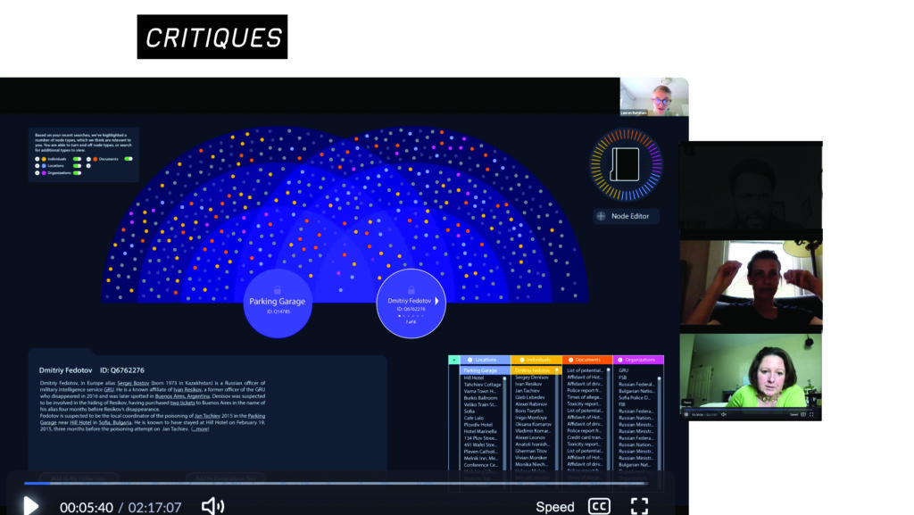 Over the course of the semester LAS team members and potential users from the intelligence community visited the studio virtually to critique the projects, providing valuable feedback to the teams.