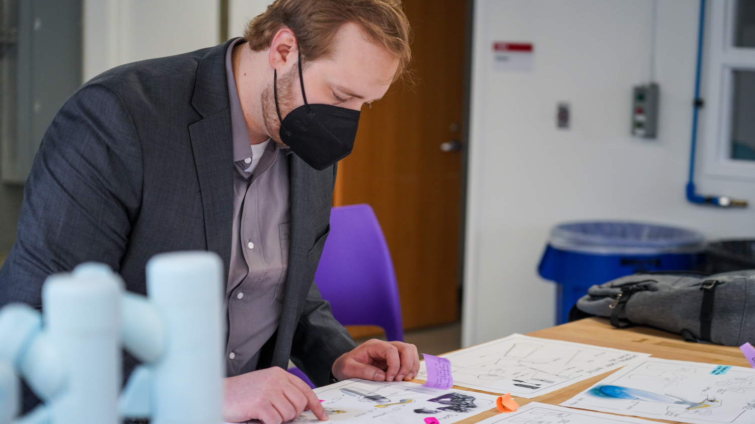 Industrial Design Senior Sage Cofield works on a project sponsored by Eastman.