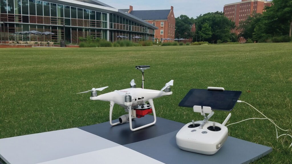 Students from McCoy’s Landscape Performance and Metrics class in collaboration with NC State’s Institute for Transportation, Research and Education (ITRE) collected drone and field data on campus four times a year for the last 5 years to understand the impacts of the Urban Heat Island and air quality on campus.