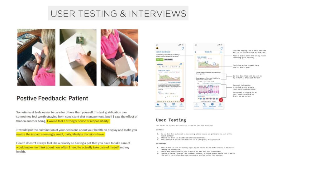 User tested rough prototypes and conducted additional user interviews