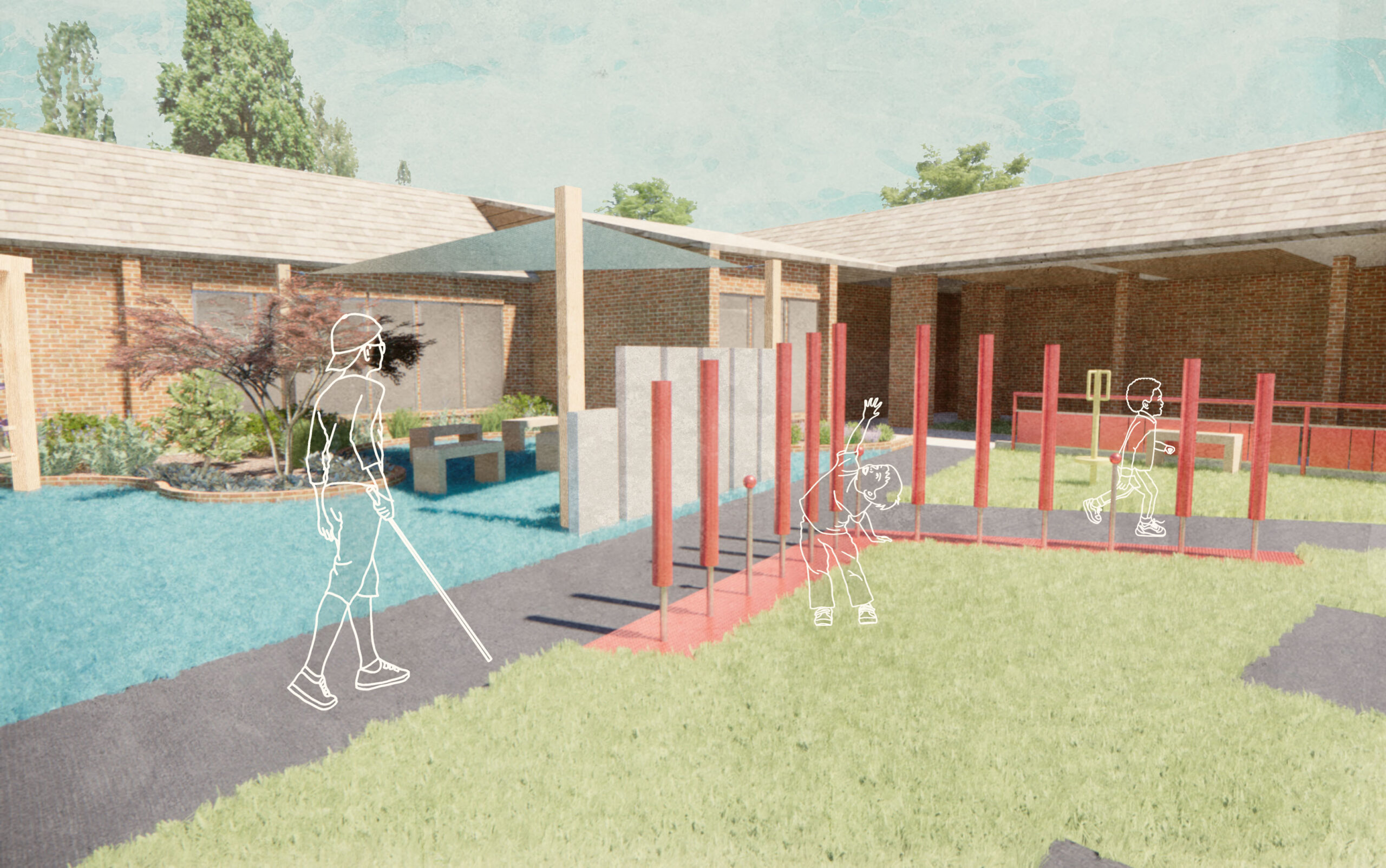 Freedom by Design rendering of the Governor Morehead School outdoor play area