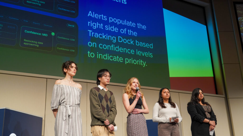 Team Liatris showcased adaptive visualizations combined with smart alerts to track the delivery of low-shelf-life kombucha across an unfamiliar route.
