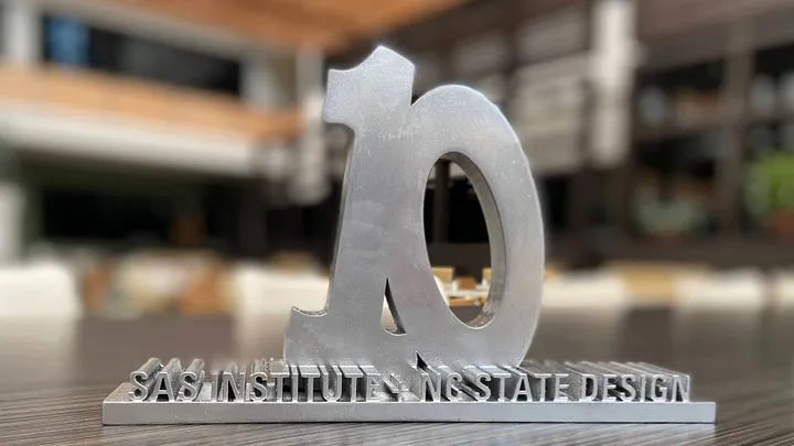 Sculpture created to celebrate the 10th anniversary of collaboration between NC State College of Design and SAS Institute