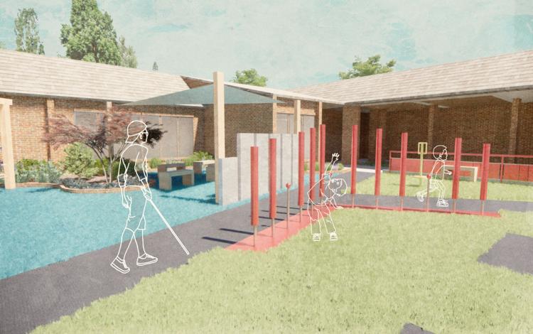 Rendering of the new Outdoor Accessibility Center at the Governor Morehead School. 
