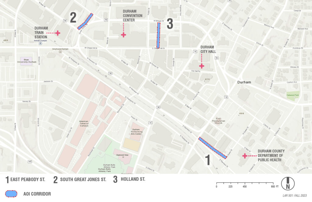 Map of the location of Paper Streets sites in Durham