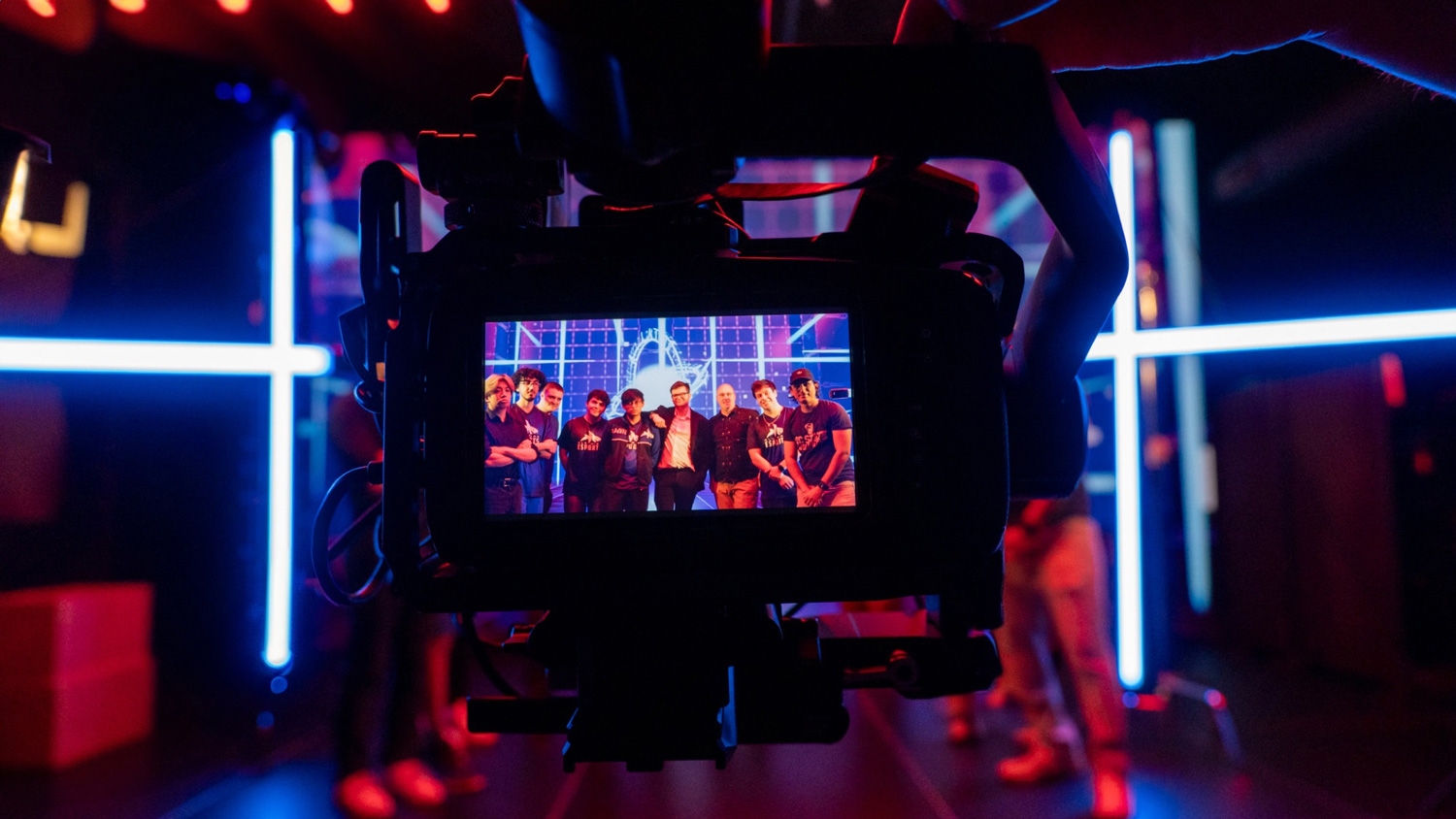 Students pictured through camera lens
