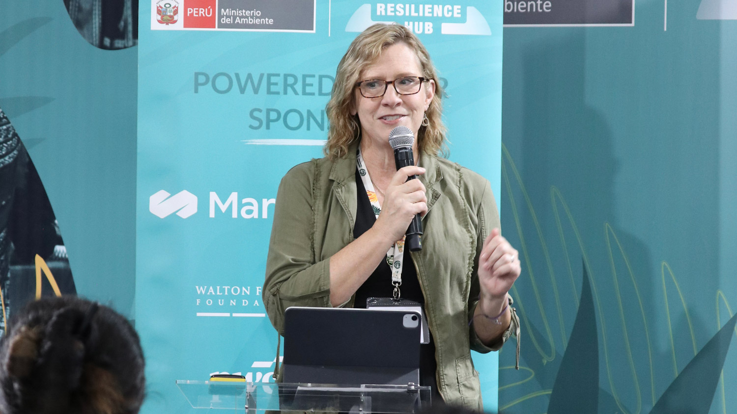 Calkins spoke at Peru’s Resilience Hub during the COP30 conference in a presentation entitled “Public open space as equitable, nature-based solutions for urban climate resilience”.