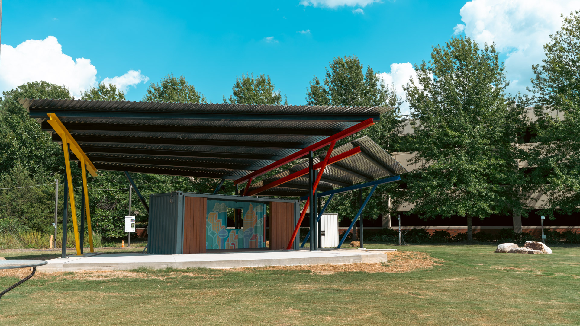 Modern pavilion with colorful structure